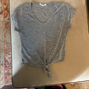 Tie waist striped top